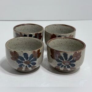Vintage Japanese Otagiri Stoneware Tea Cups Or Sake Cups Set Of 4